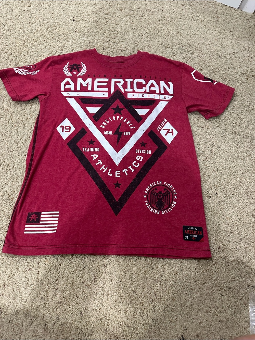American Fighter By Affliction Red Graphic Tee Men’s Medium MMA Athletic Shirt